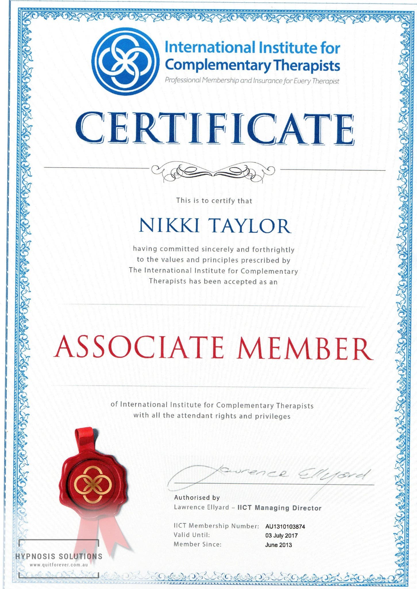 Associate Member of IICT