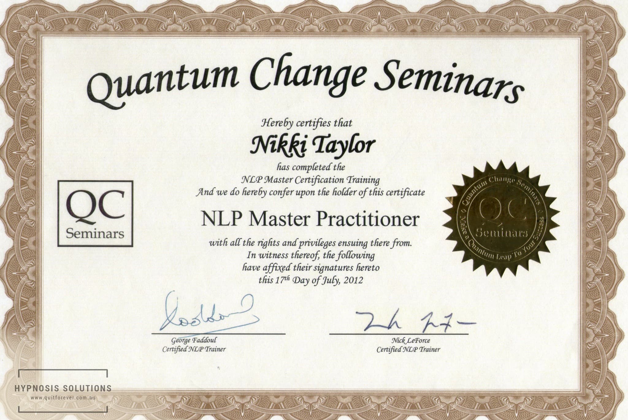 NLP Master Practitioner - QC Seminars